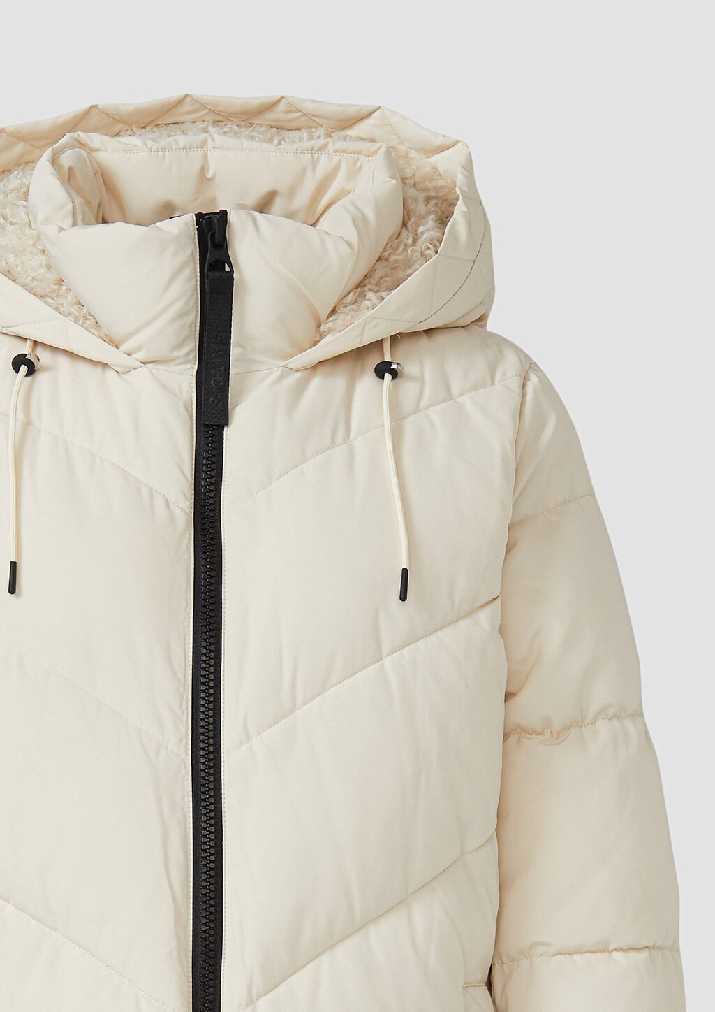 Steppmantel mit Teddyplüsch-Kapuze
