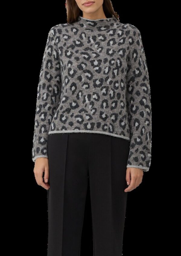 Relaxed-Fit-Pullover aus Alpaka-Wollmix mit Leo-Print