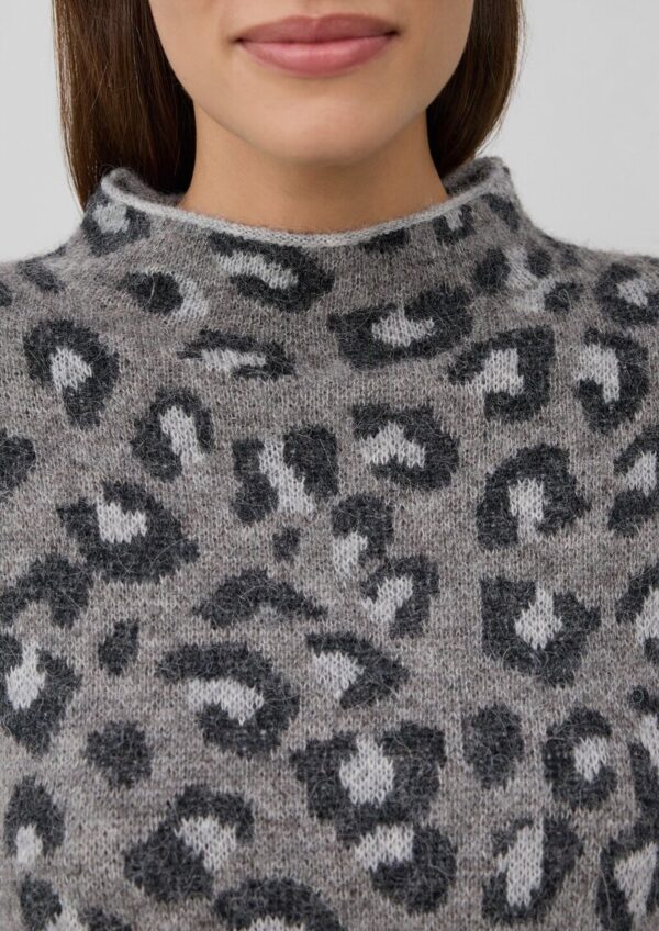 Relaxed-Fit-Pullover aus Alpaka-Wollmix mit Leo-Print