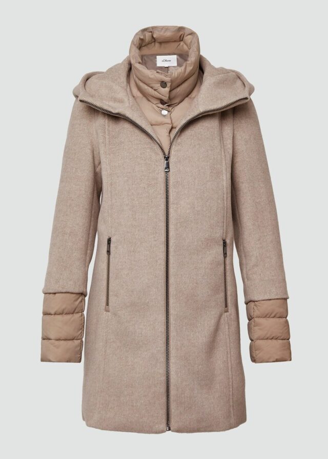 Slim-Fit-Mantel aus Webware mit herausnehmbarem Steppeinsatz