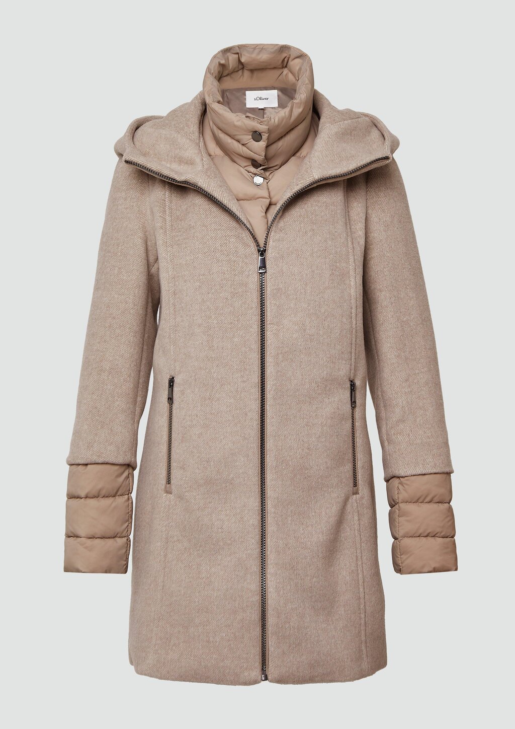 Slim-Fit-Mantel aus Webware mit herausnehmbarem Steppeinsatz