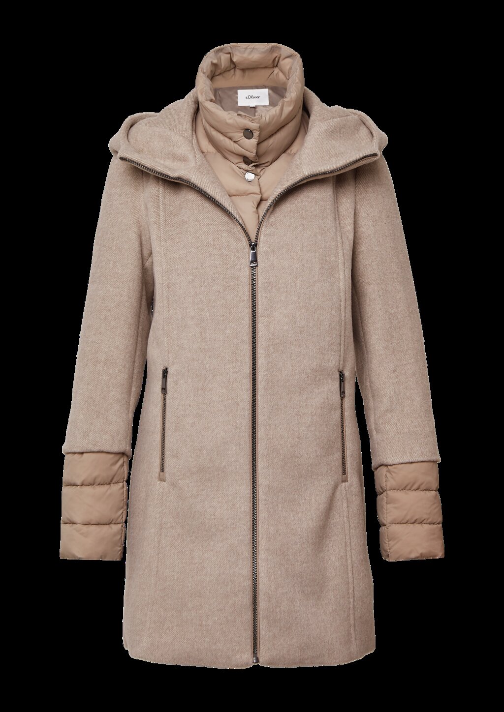 Slim-Fit-Mantel aus Webware mit herausnehmbarem Steppeinsatz