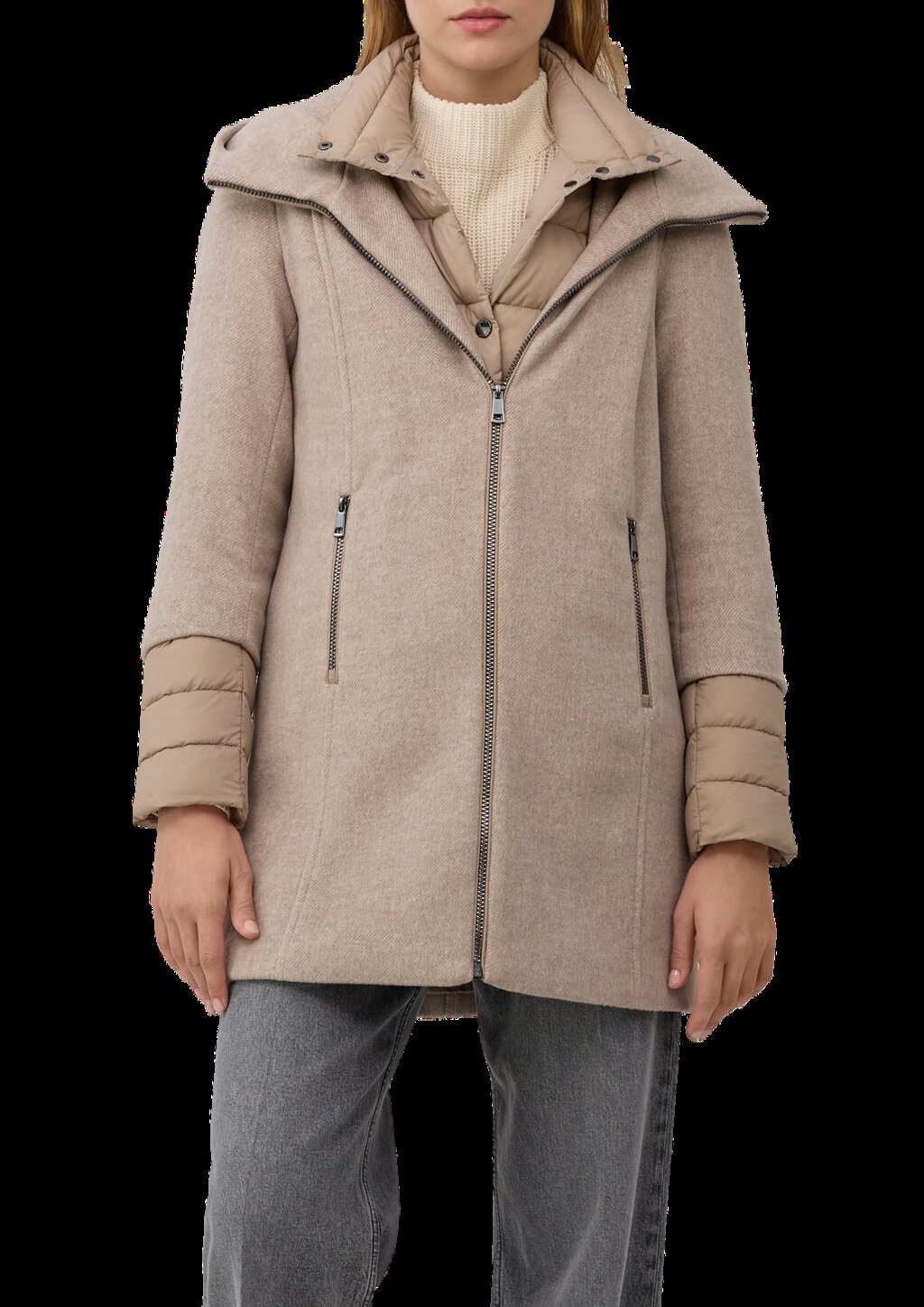 Slim-Fit-Mantel aus Webware mit herausnehmbarem Steppeinsatz