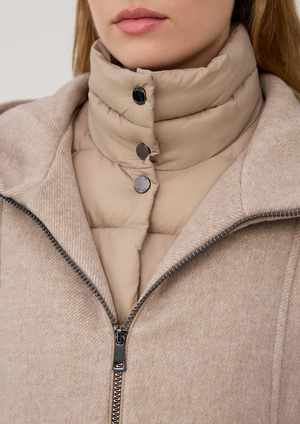 Slim-Fit-Mantel aus Webware mit herausnehmbarem Steppeinsatz