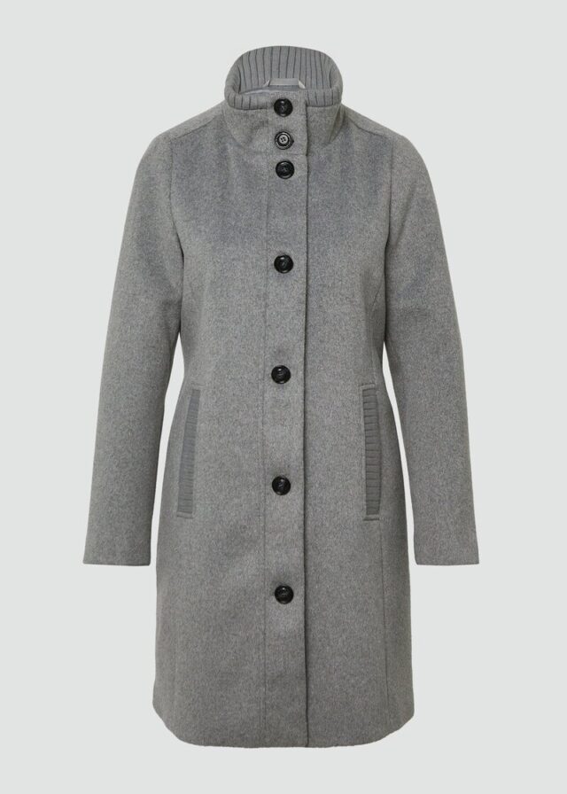 Kurzer Mantel aus Wollmix mit Knopfleiste