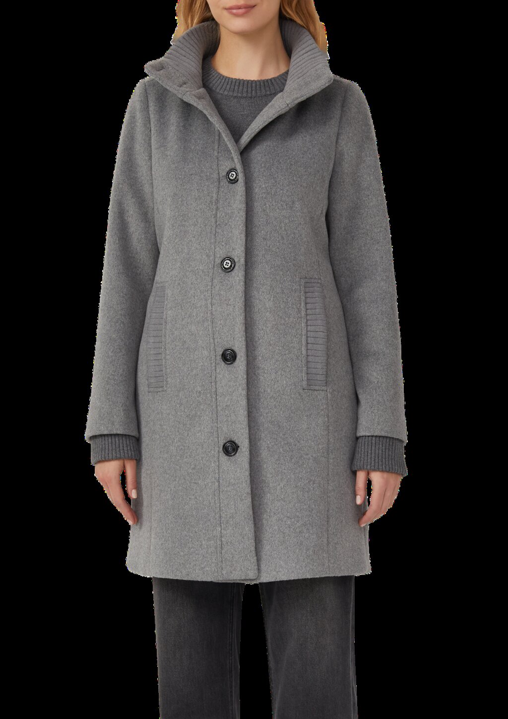 Kurzer Mantel aus Wollmix mit Knopfleiste