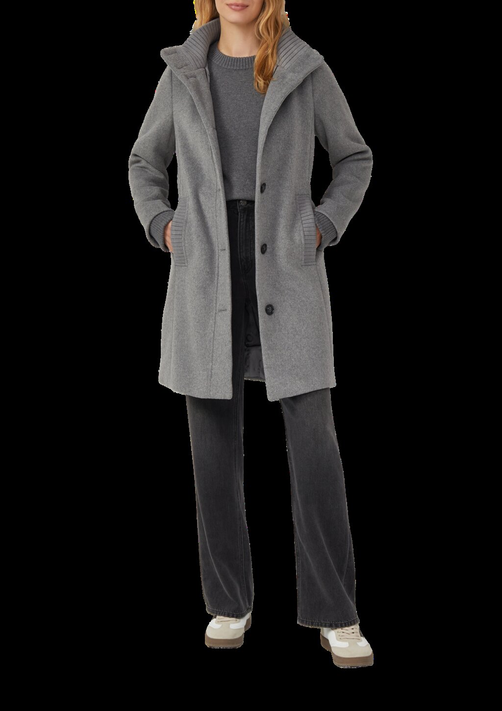 Kurzer Mantel aus Wollmix mit Knopfleiste