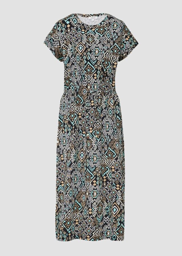 Midikleid aus Baumwollstretch mit Taillenzug