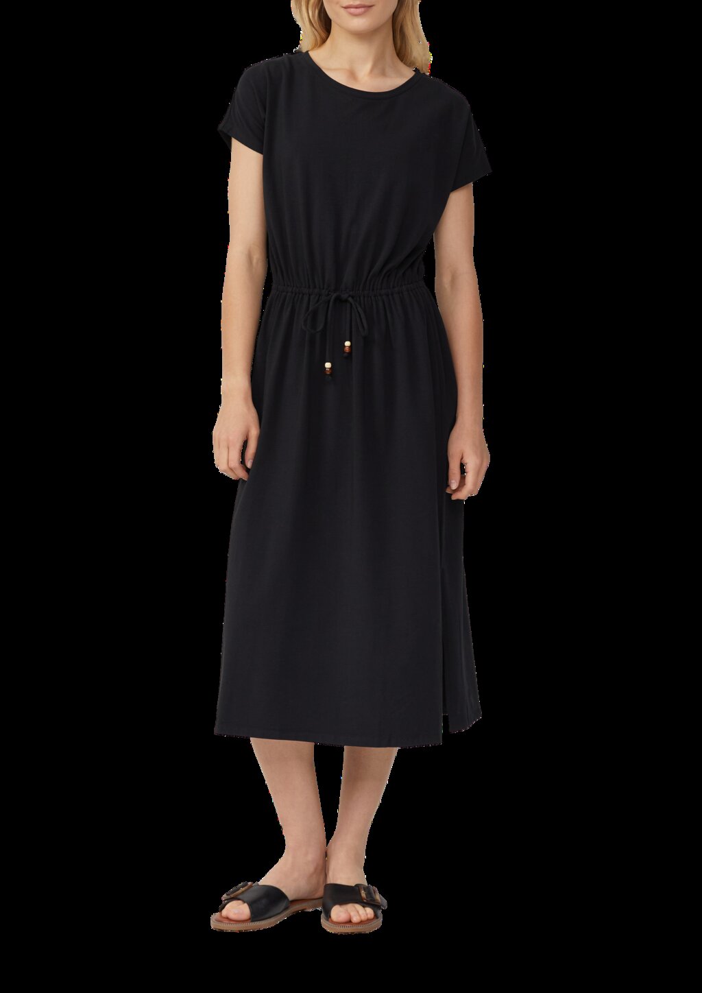 Midikleid aus Baumwollstretch mit Taillenzug