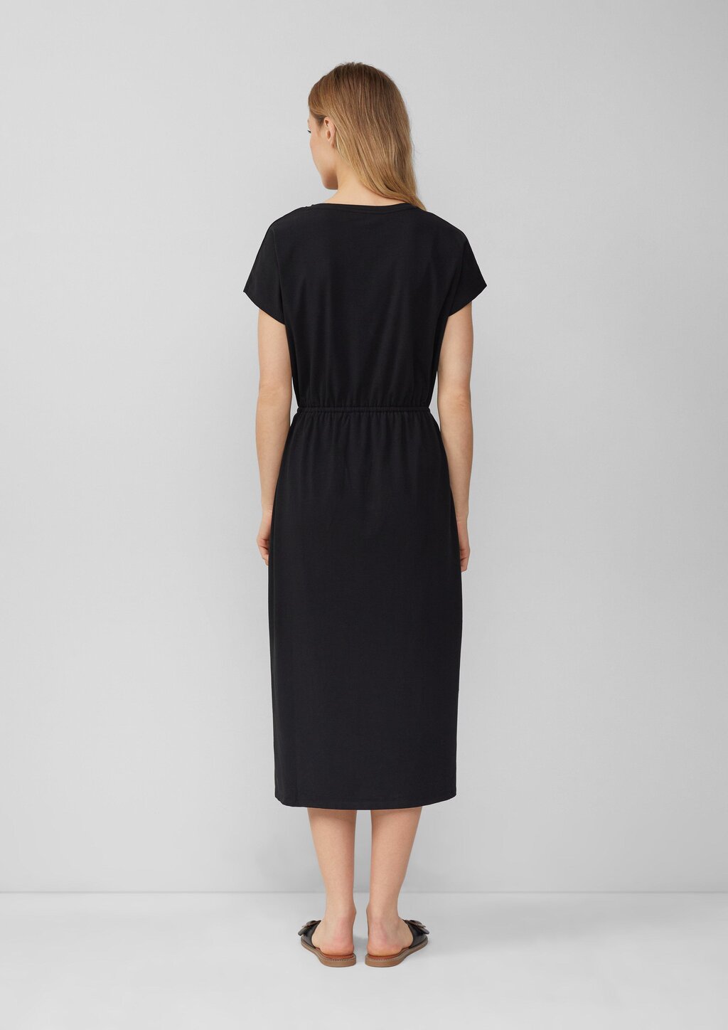 Midikleid aus Baumwollstretch mit Taillenzug