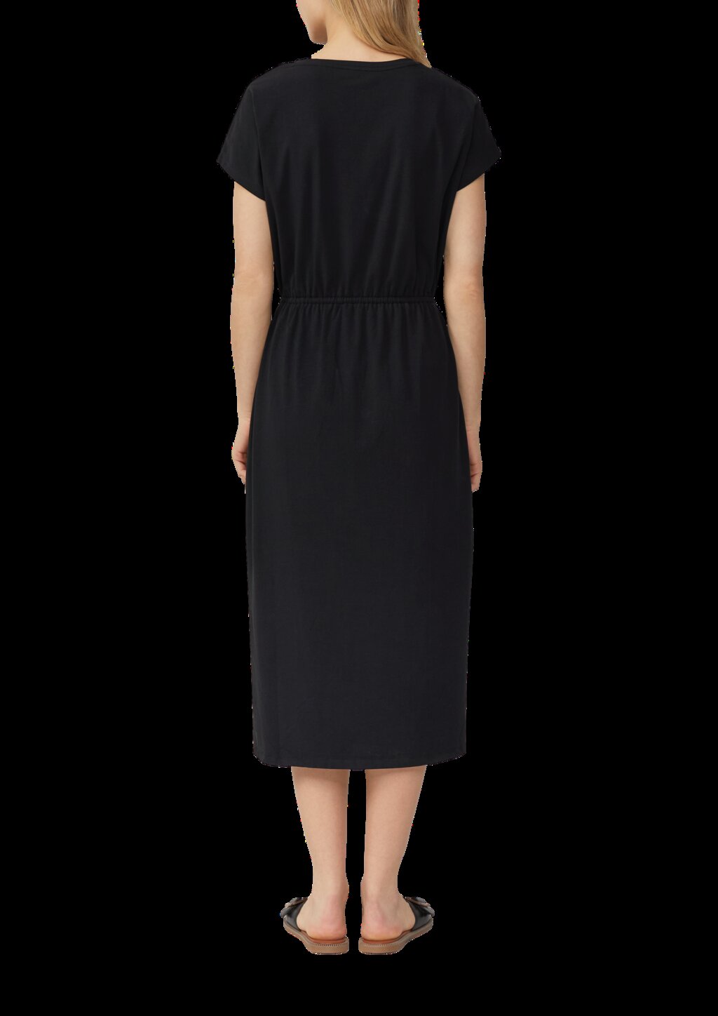 Midikleid aus Baumwollstretch mit Taillenzug