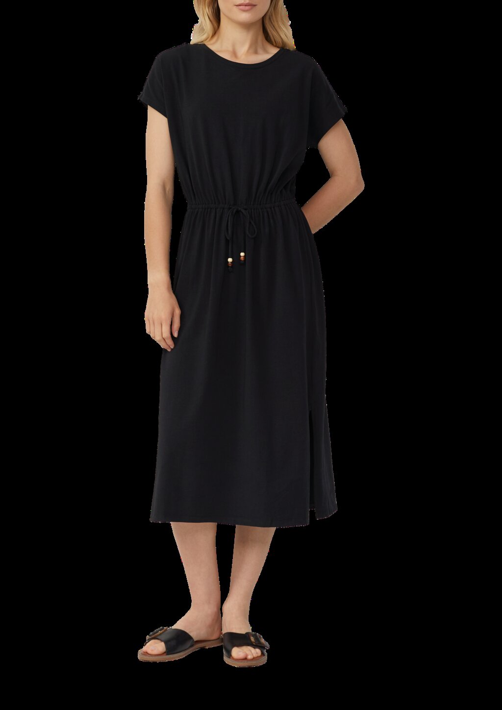 Midikleid aus Baumwollstretch mit Taillenzug