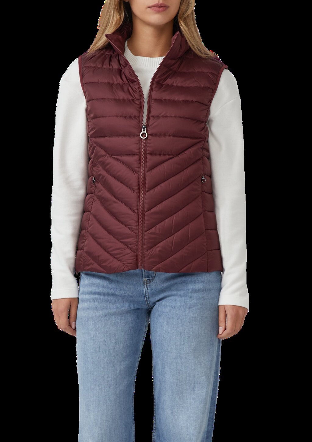 Packbare leichte Steppweste mit Stehkragen