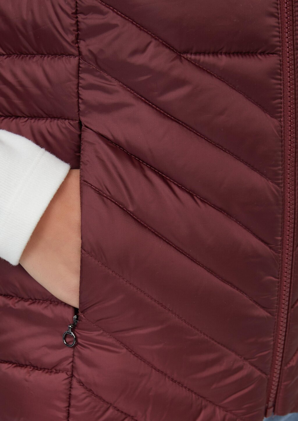 Packbare leichte Steppweste mit Stehkragen