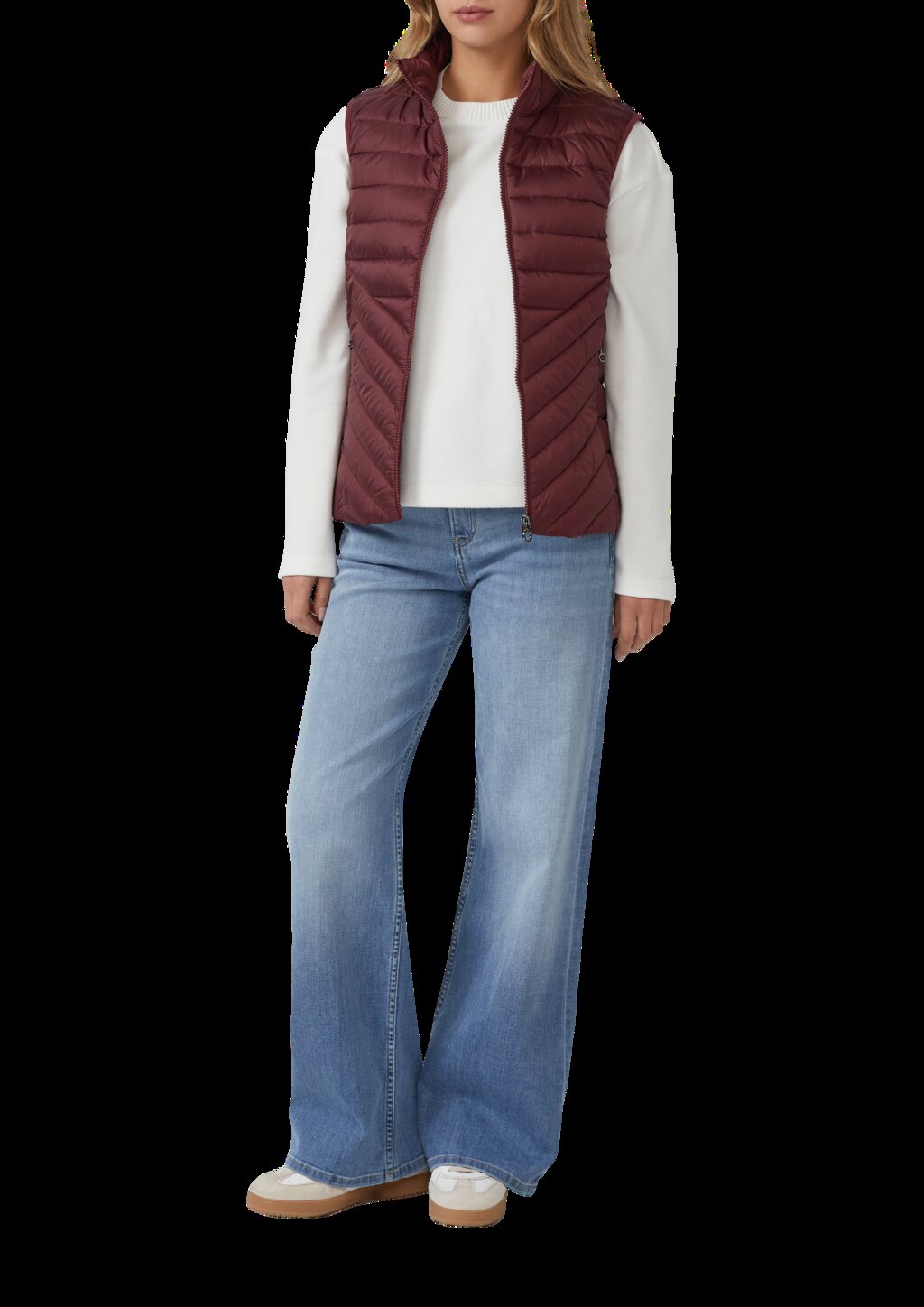 Packbare leichte Steppweste mit Stehkragen