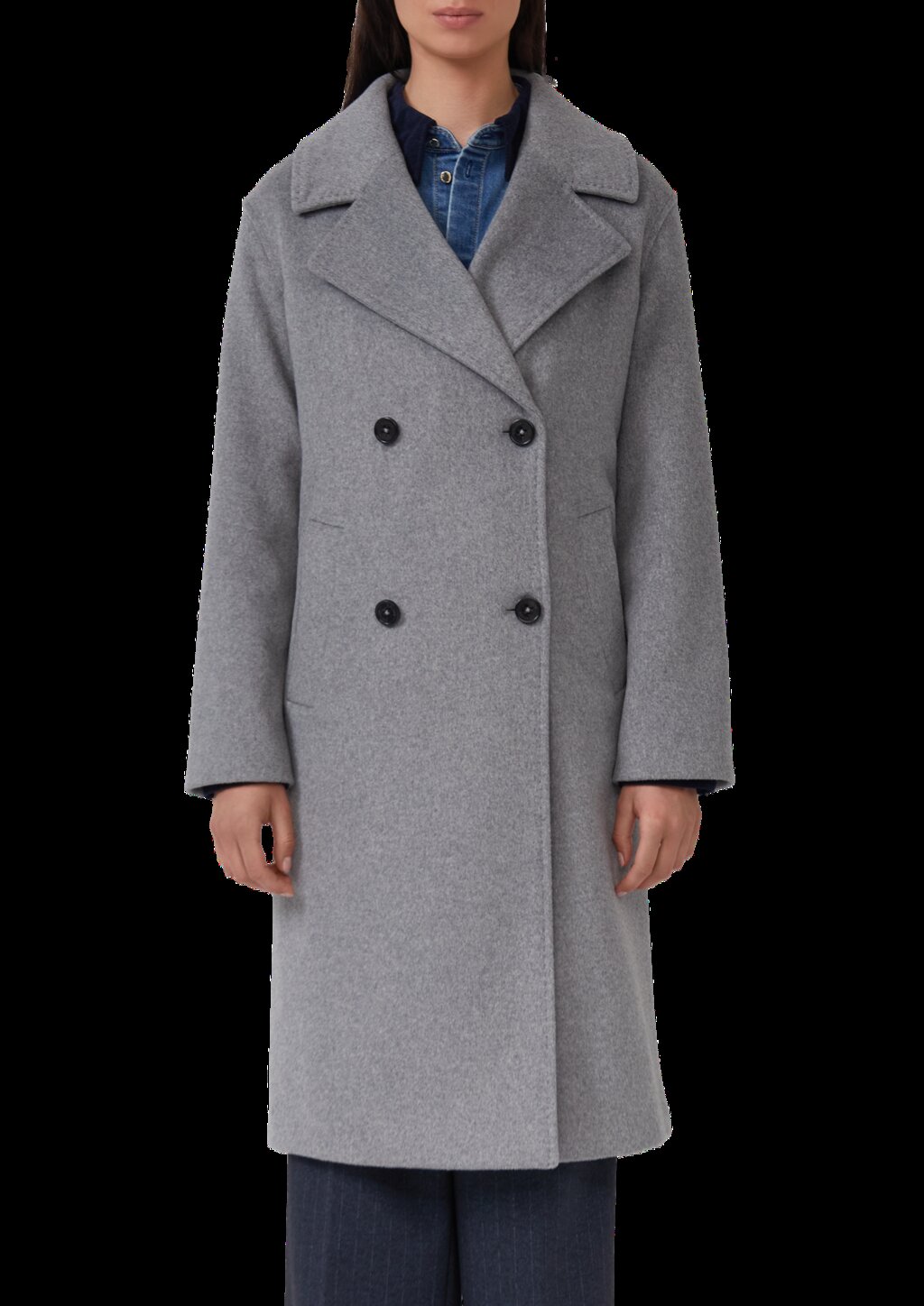 Doppelreihiger Mantel mit Reverskragen