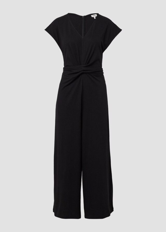 Jersey-Jumpsuit mit Wide Leg und Bindegürtel