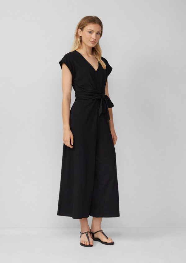 Jersey-Jumpsuit mit Wide Leg und Bindegürtel