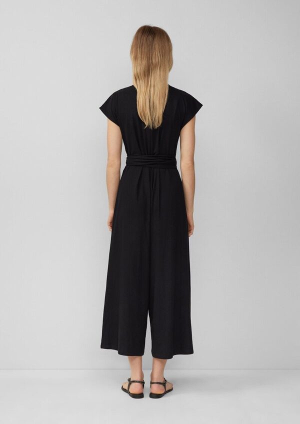 Jersey-Jumpsuit mit Wide Leg und Bindegürtel