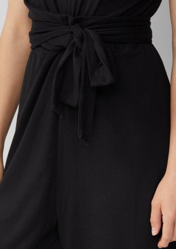 Jersey-Jumpsuit mit Wide Leg und Bindegürtel