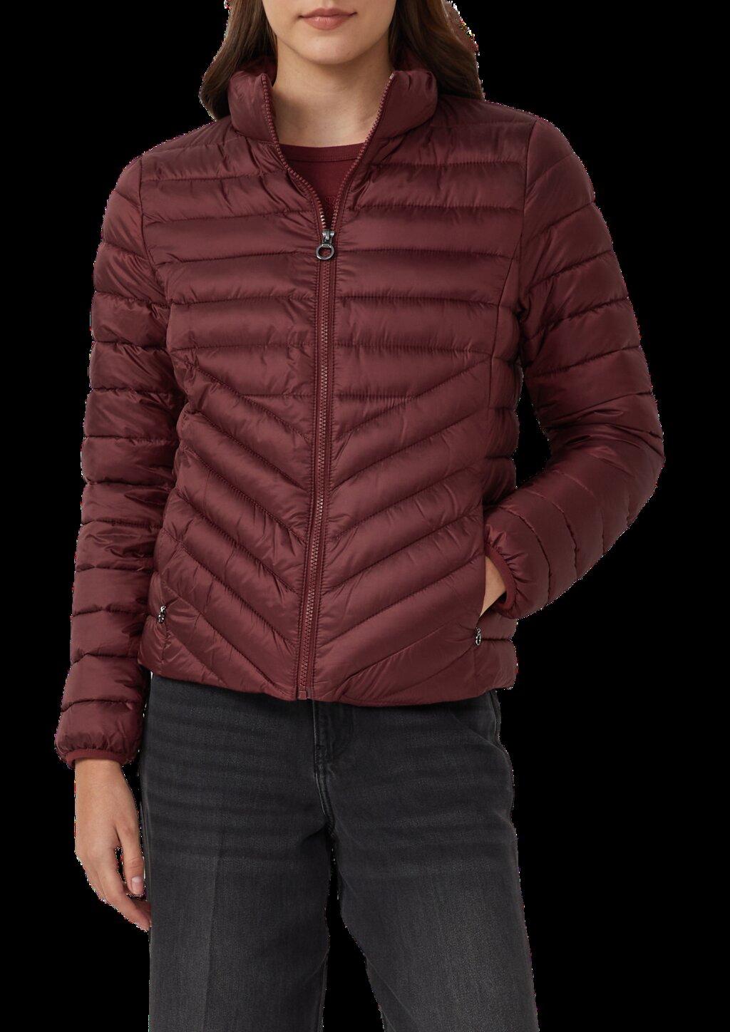 Packbare leichte Steppjacke mit Stehkragen