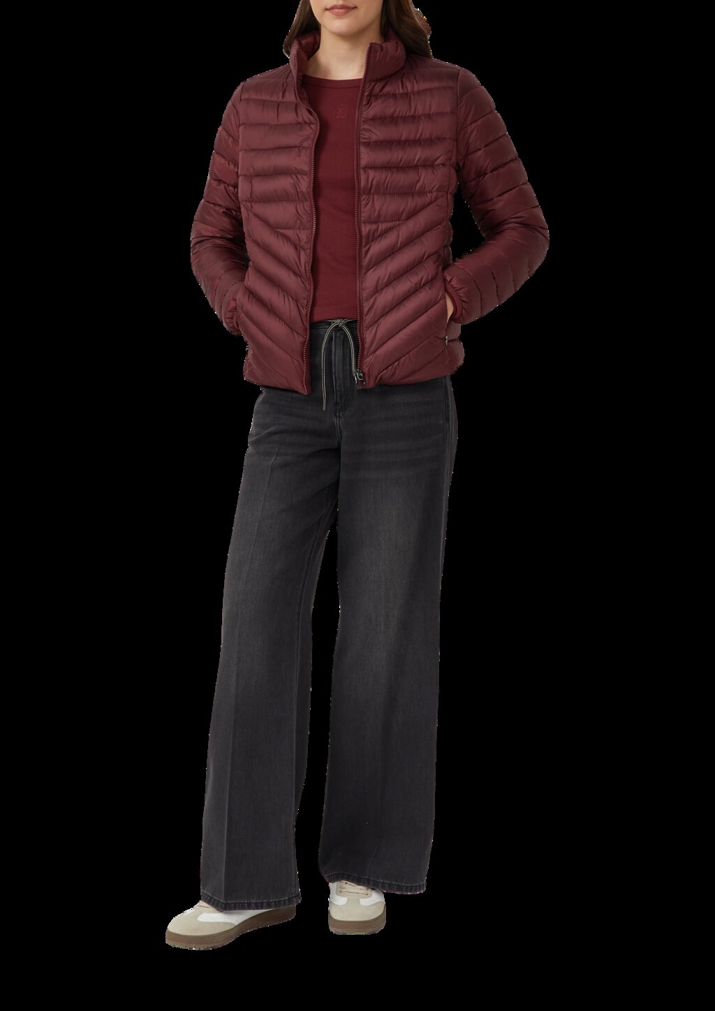 Packbare leichte Steppjacke mit Stehkragen