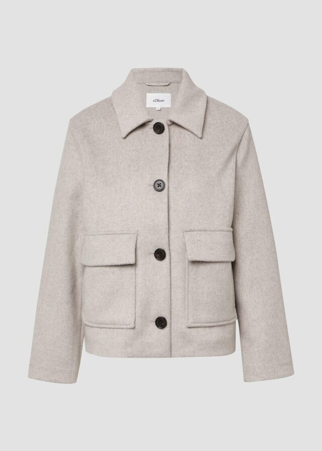 Jacke aus Wollmix im Relaxed Fit mit aufgesetzten Taschen