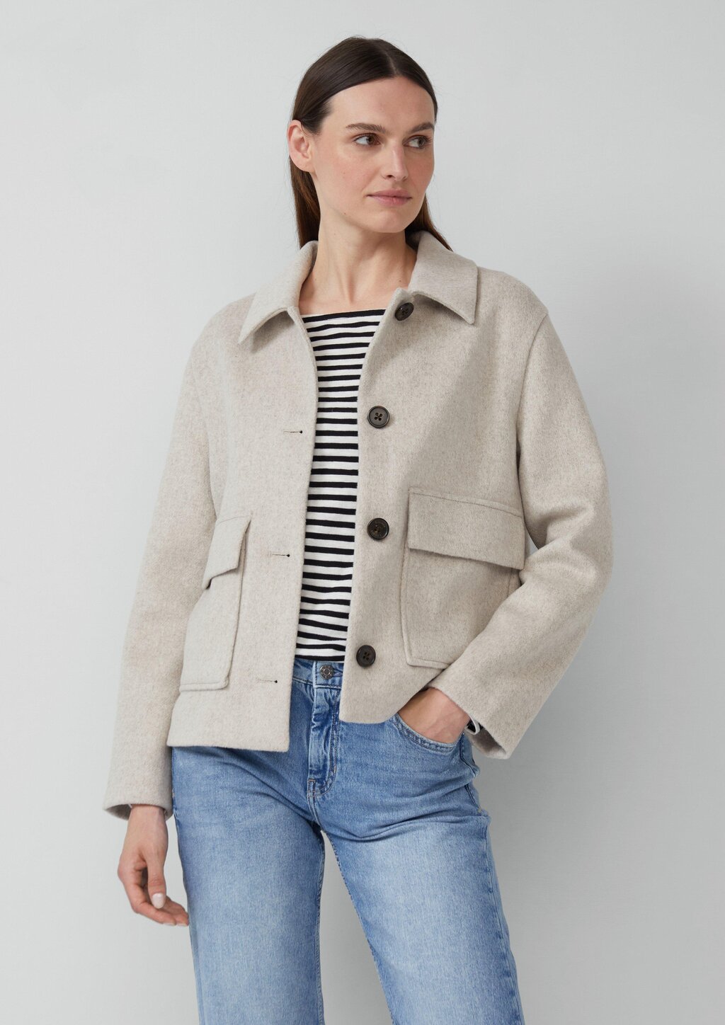 Jacke aus Wollmix im Relaxed Fit mit aufgesetzten Taschen