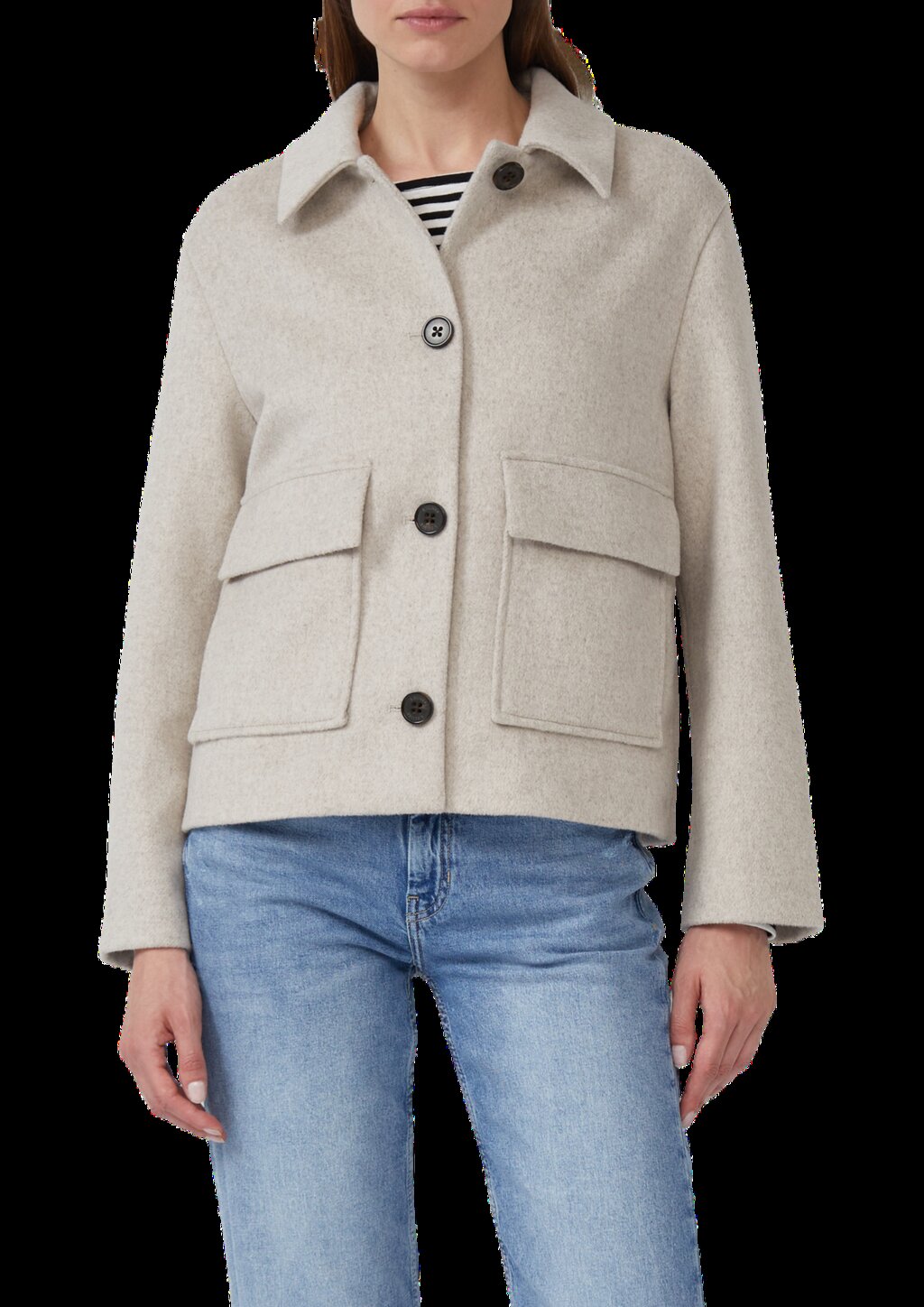 Jacke aus Wollmix im Relaxed Fit mit aufgesetzten Taschen