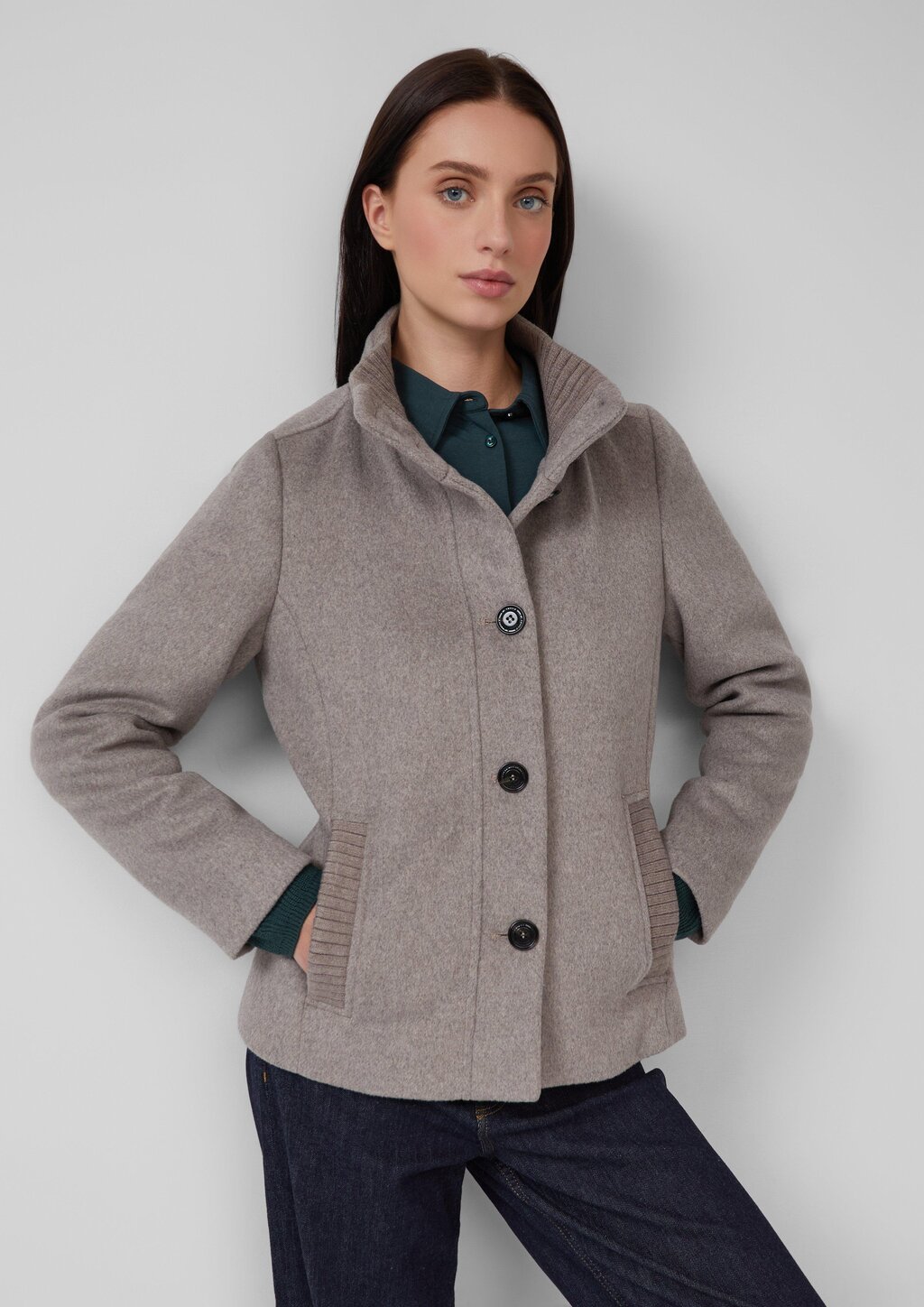 Jacke aus Wollmix mit Knopfleiste