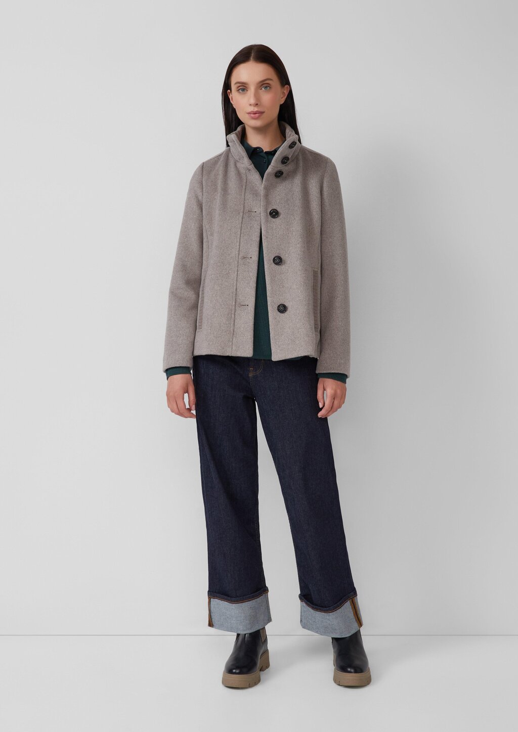 Jacke aus Wollmix mit Knopfleiste