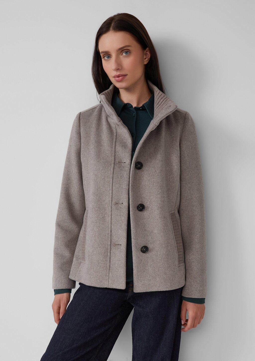 Jacke aus Wollmix mit Knopfleiste