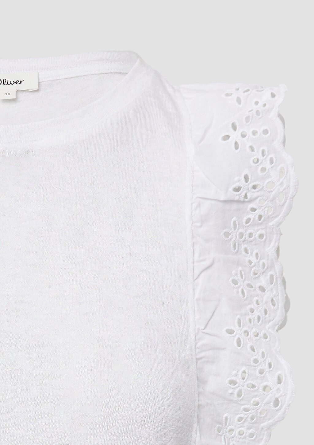 Jersey-Top aus Flammgarn mit Lochstickerei