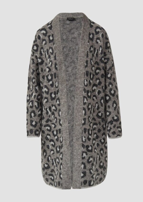 Long-Cardigan im Relaxed Fit mit Leo-Print