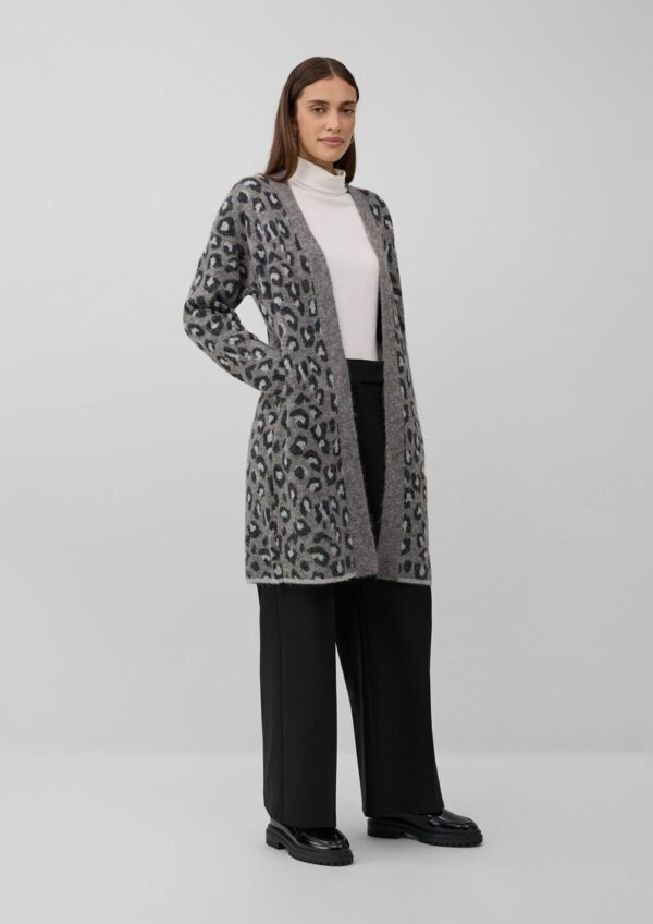 Long-Cardigan im Relaxed Fit mit Leo-Print