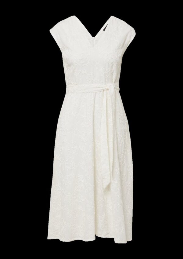 Baumwollkleid mit Stickereien und V-Ausschnitt