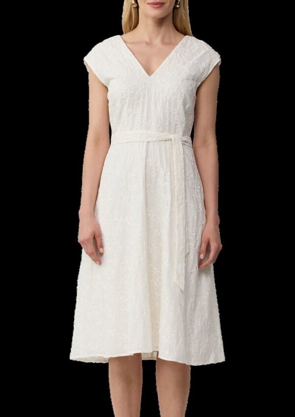 Baumwollkleid mit Stickereien und V-Ausschnitt