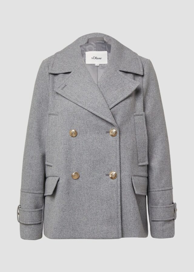 Doppelreihige Jacke aus Wollmix mit dekorativen Knöpfen