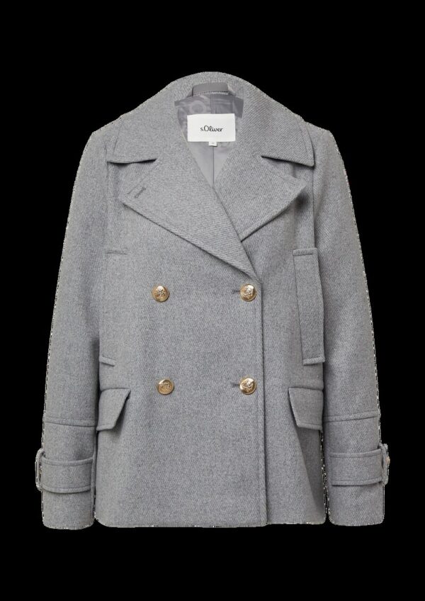 Doppelreihige Jacke aus Wollmix mit dekorativen Knöpfen