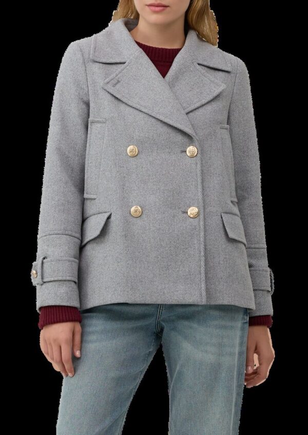 Doppelreihige Jacke aus Wollmix mit dekorativen Knöpfen