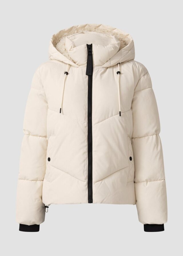 Wärmende Pufferjacke mit gefütterter Teddyplüsch-Kapuze