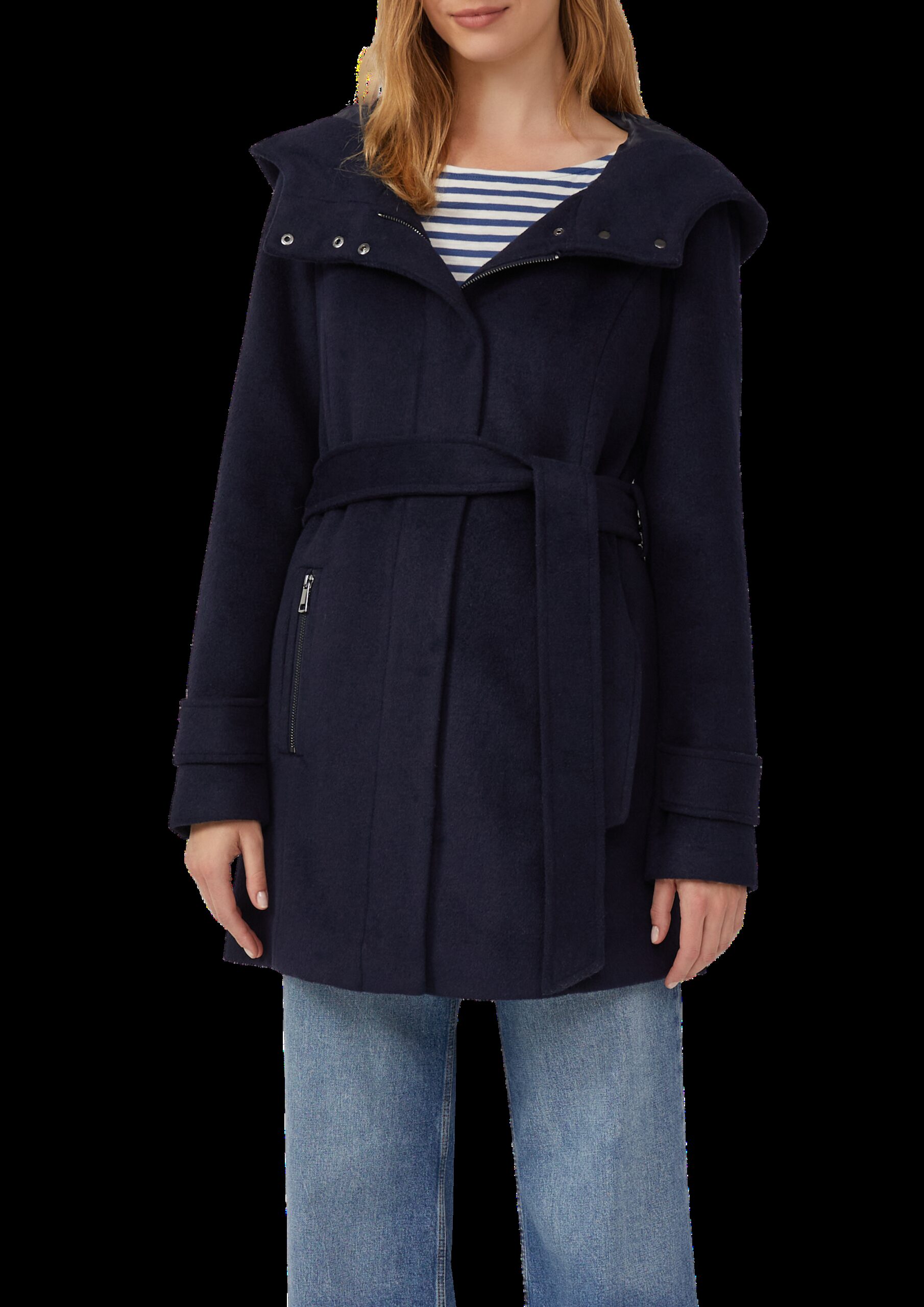 Wollmix-Mantel im Slim Fit mit Gürtel