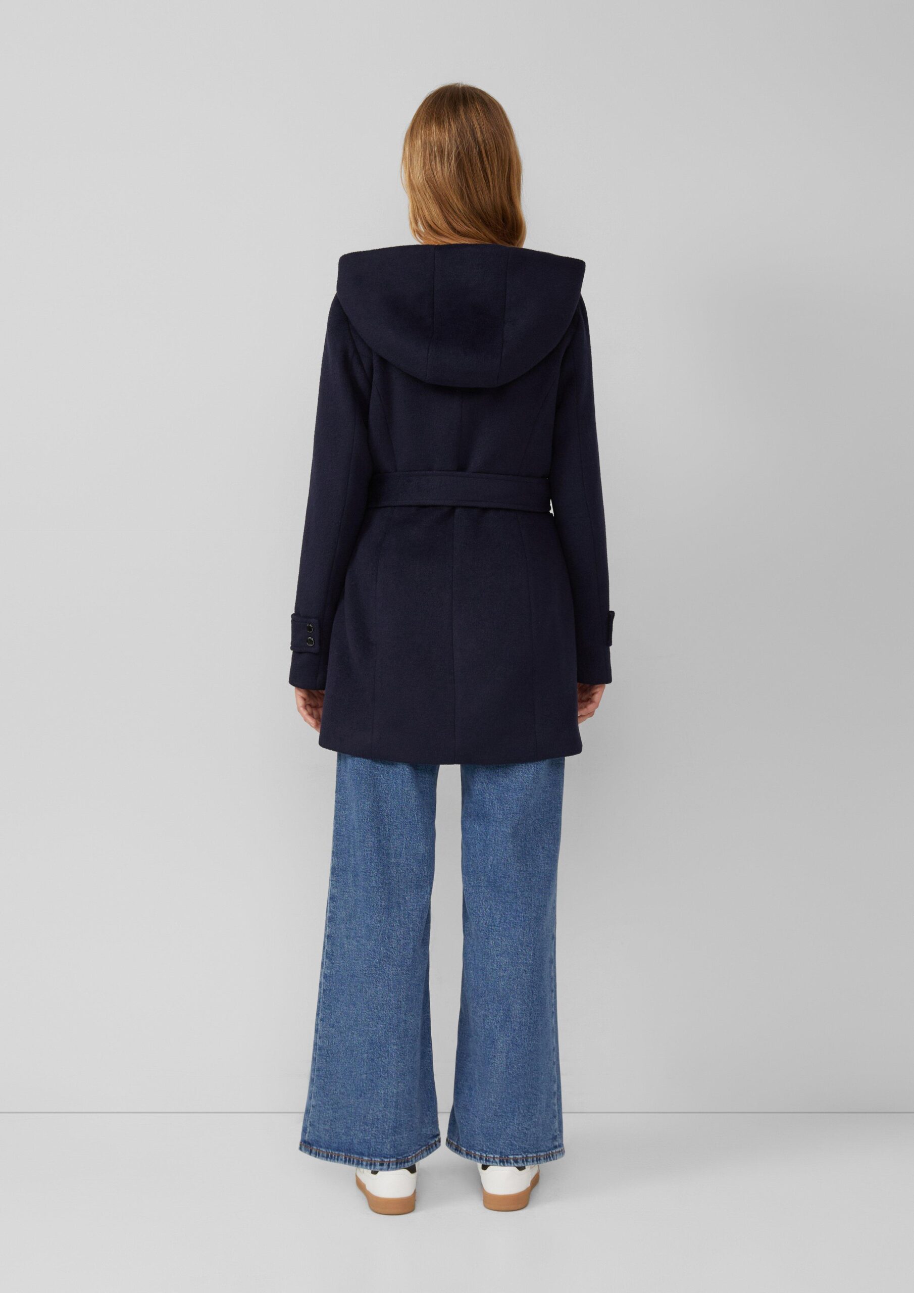 Wollmix-Mantel im Slim Fit mit Gürtel