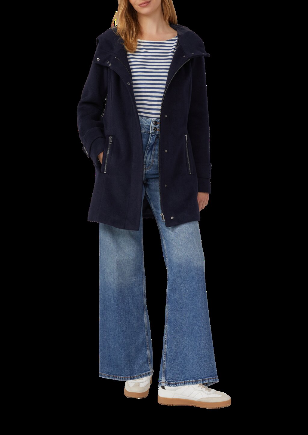 Wollmix-Mantel im Slim Fit mit Gürtel