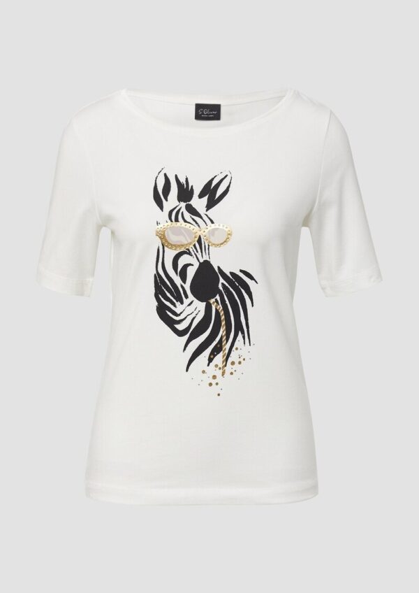 Jersey-T-Shirt mit Zebra-Artwork