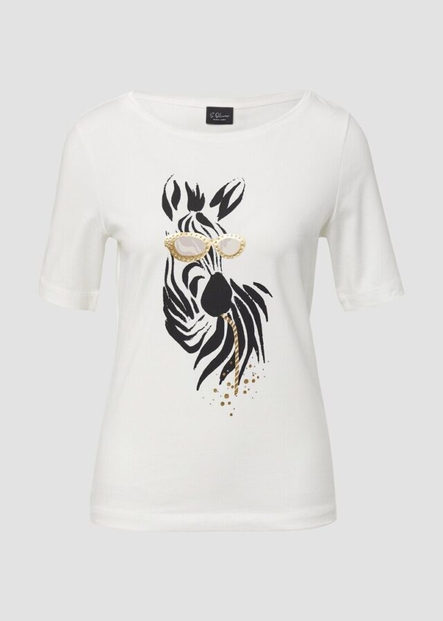 Jersey-T-Shirt mit Zebra-Artwork