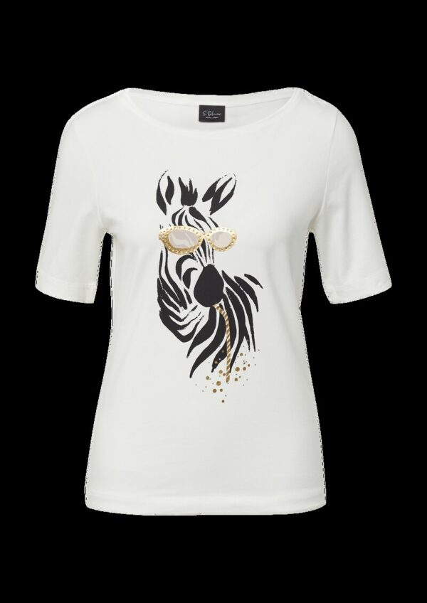 Jersey-T-Shirt mit Zebra-Artwork