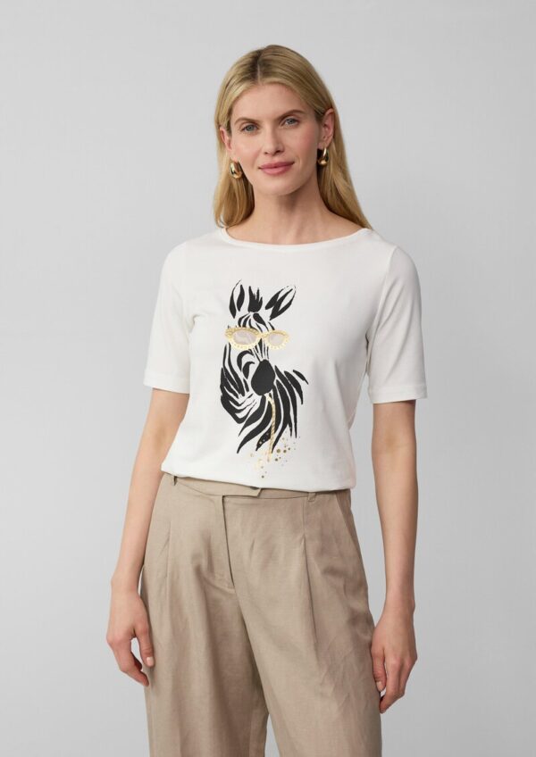 Jersey-T-Shirt mit Zebra-Artwork