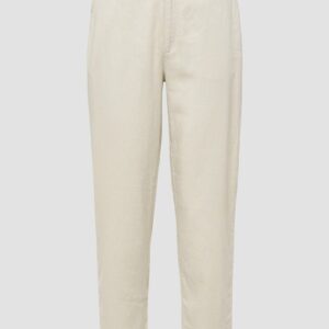 Cropped Chino aus Leinenmix mit geflochtenem Gürtel