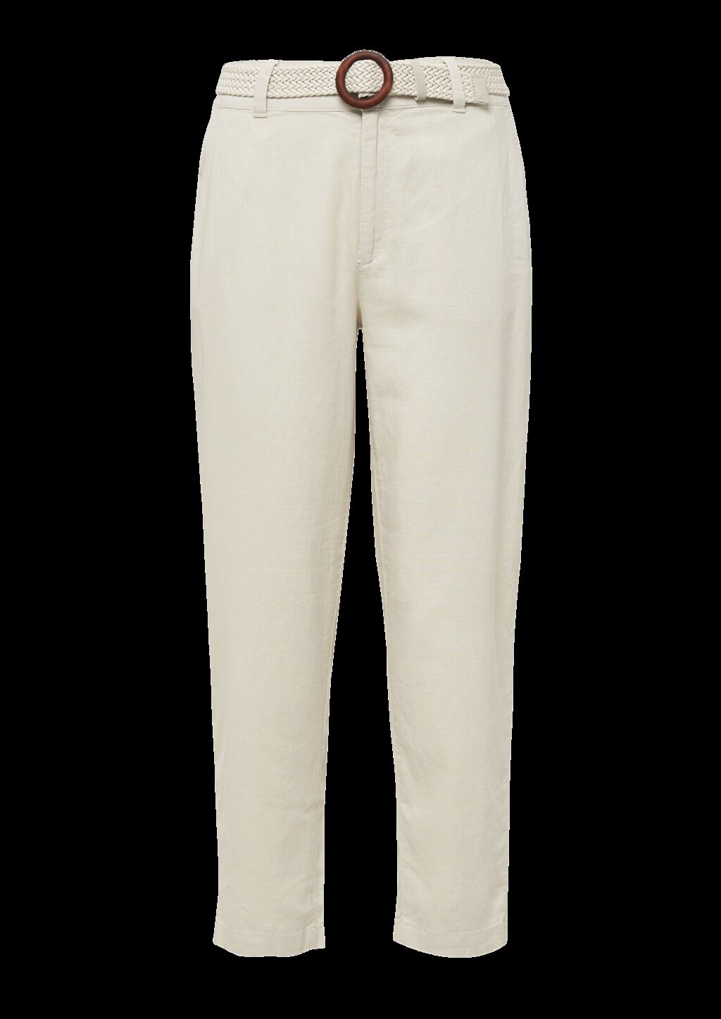 Cropped Chino aus Leinenmix mit geflochtenem Gürtel
